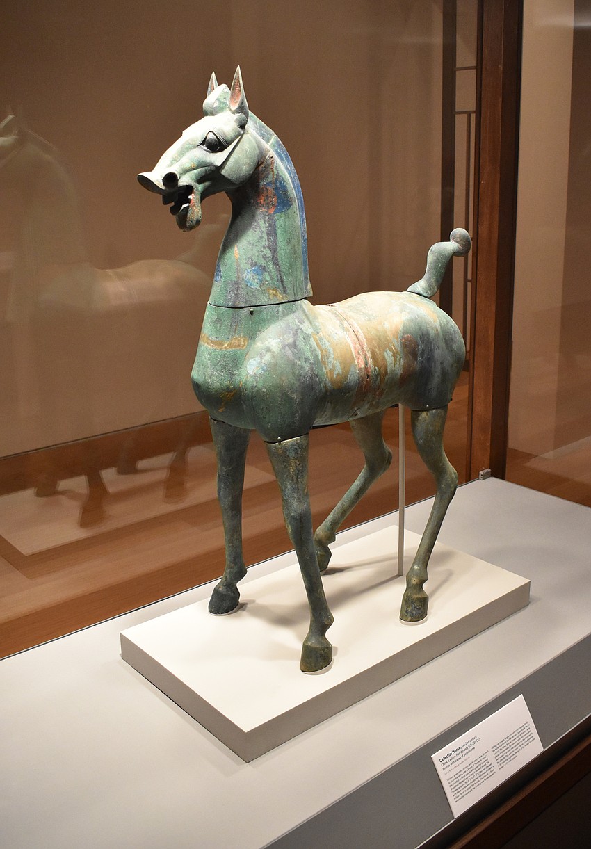 Many bronze objects such as this celestial horse of the Eastern Han dynasty are on display at the Eternal Offerings: Chinese Ritual Bronzes exhibit at The Ringling.
