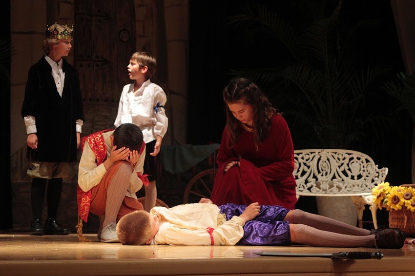 Prince Escalus (Will Posey), Lord Capulet (Ben Maney), Benvolio (Rhett Morton), Tybalt (Sawyer Michel), Lady Capulet (Olivia Seidensticker)