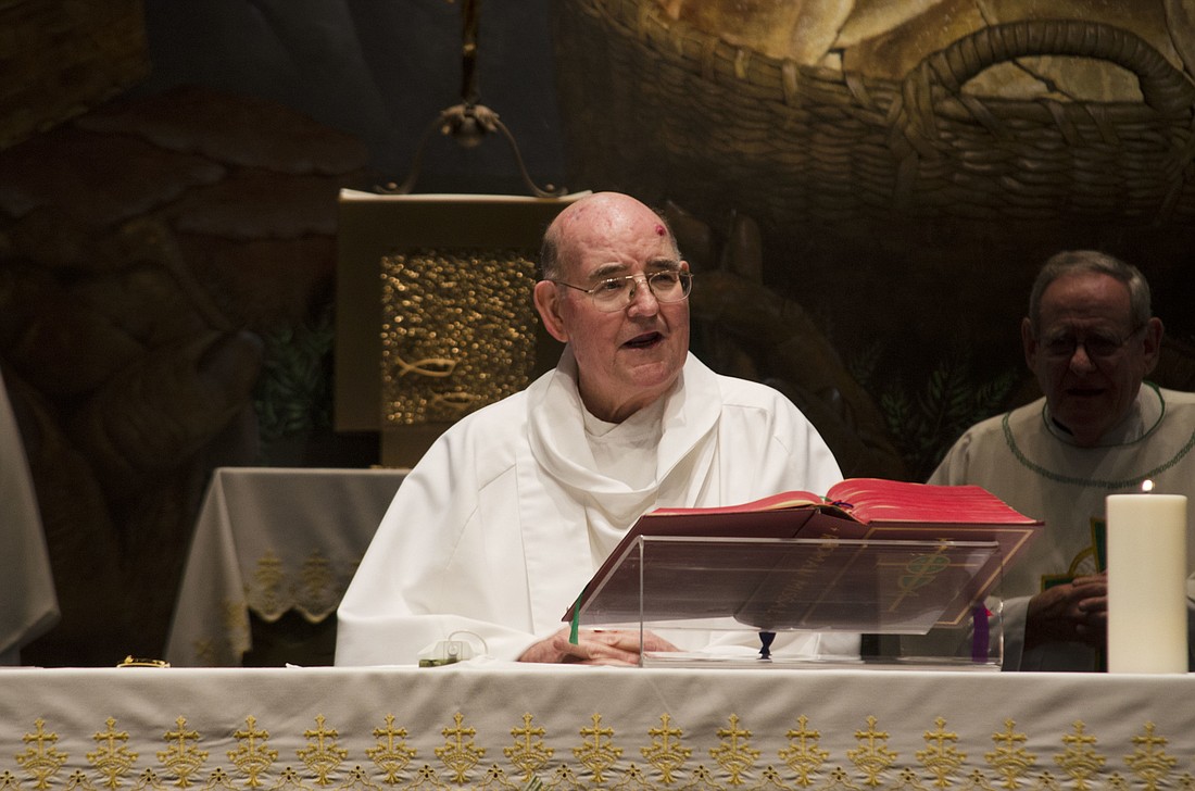 Msgr. Gerry Finegan at his Golden Jubilee mass on May 7.