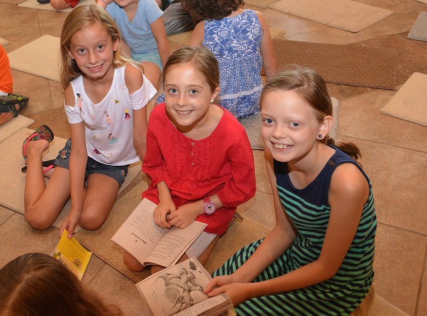 Lakewood Ranch's Olivia Kavanshansky, 8, Sophie Duell, 8 and Reagan Graham, 10, get ready for the start of the STAR series.