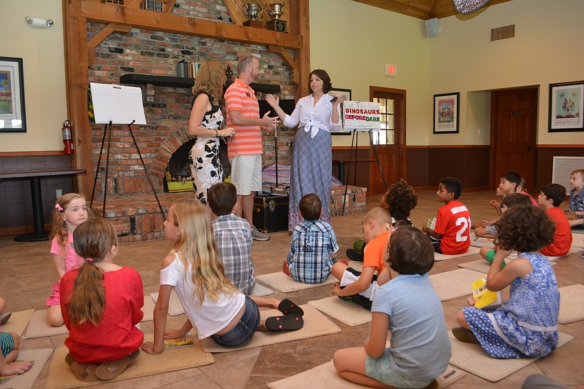 Michelle Bianchi and Jeffery Kin of The Players and Monaca Onstad, director of community relations for Schroeder-Manatee Ranch, welcome the crowd to the STAR series.