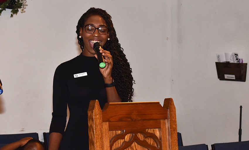 Shaquess Mapps sings during Men of Purpose on June 10 at Mount Calvary First Baptist Church.