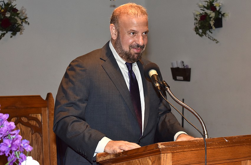 SCLO Executive Board President David L. Goldman addresses the crowd during Men of Purpose on June 10 at Mount Calvary First Baptist Church.