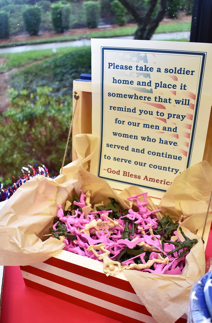 The dessert table also featured a box of toy soldiers for guests at Red, White & Brew on June 10 at Gold Coast Eagle Distributing to take and remember to pray for our troops.