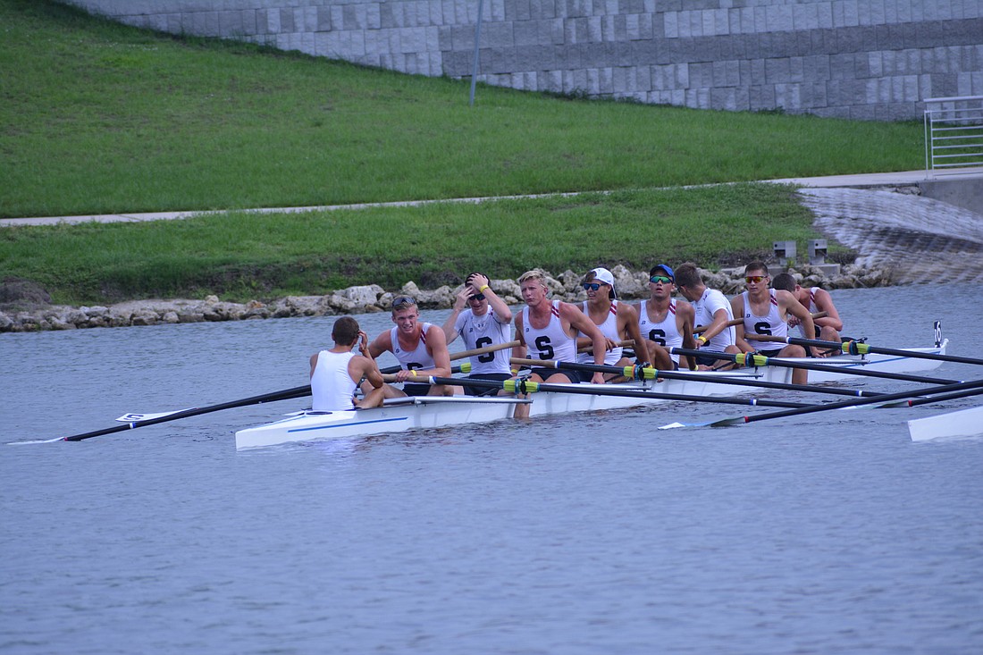 Sarasota Crew takes third in the men&#39;s youth 8A final.