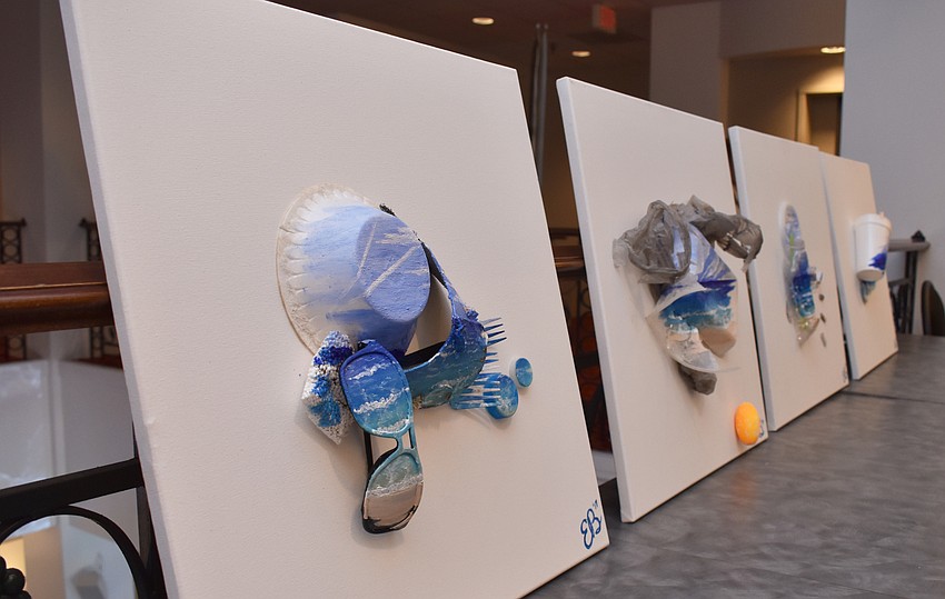 Artist Emma Bruno’s work from her Keep It Beautiful campaign — which aims to raise awareness about the issue of beach litter — was on display at Asolo Family Day on June 17 at the FSU Center for the Performing Arts.