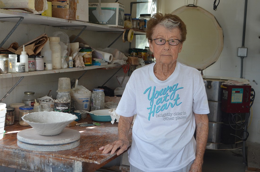 Regina Gurland in her garage turned pottery workshop. File photo