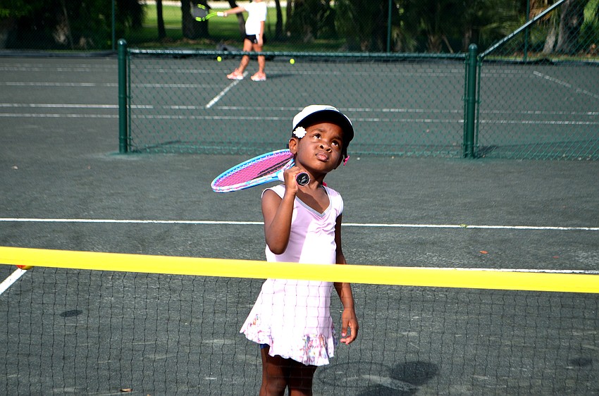 Isabella Francois eyes the ball as it sails toward her.