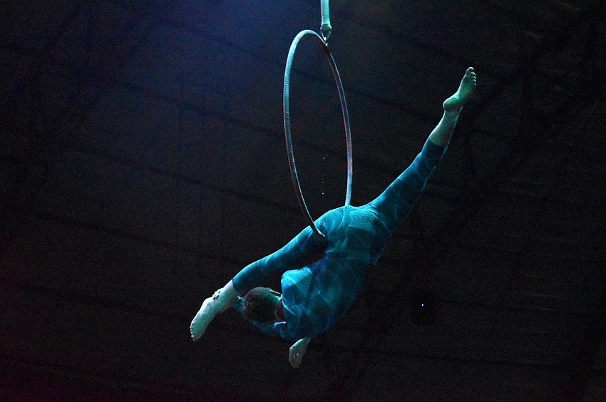 Owen Leonard performs on the Aerial Lyra.