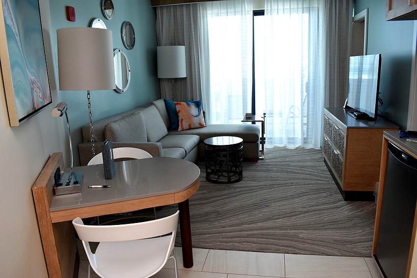 Rooms and suites are equipped with plush beds, 50” flat-screen T.V.s, refrigerators, safes and coffee makers.