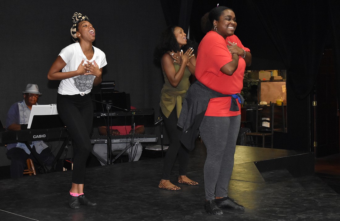Cherise James, JoAnna Ford and Syreeta Banks rehearse a song from â€œDreamgirlsâ€ on June 14 at The Westcoast Black Theatre Troupe. Photo by Niki Kottmann