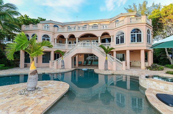 A walk-in saltwater pool.
