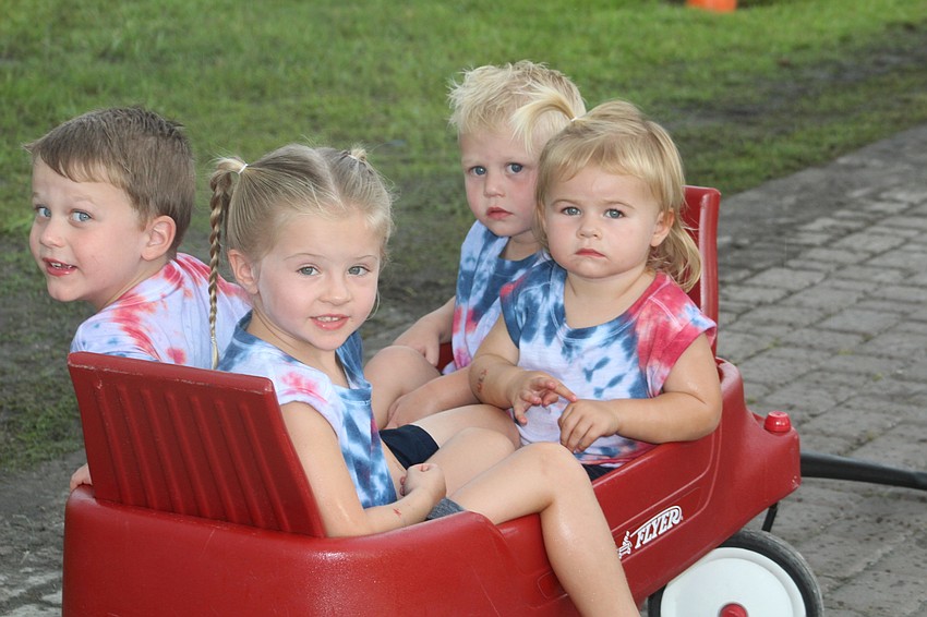 Lakewood Ranch's Luke Hayes, Ella Daysh, Owen Hayes and Laney Daysh get a wagon ride.