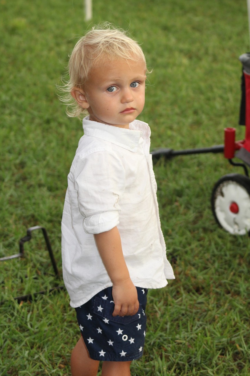 East County's Jax Millas wears his American swim trunks during Nathan Benderson Park's Fourth of July event.