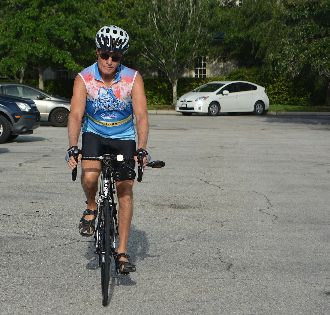 Tom Mannis, who is a League of American Bicyclists certified instructor, taught a safety course at Lakewood Ranch Town Hall.