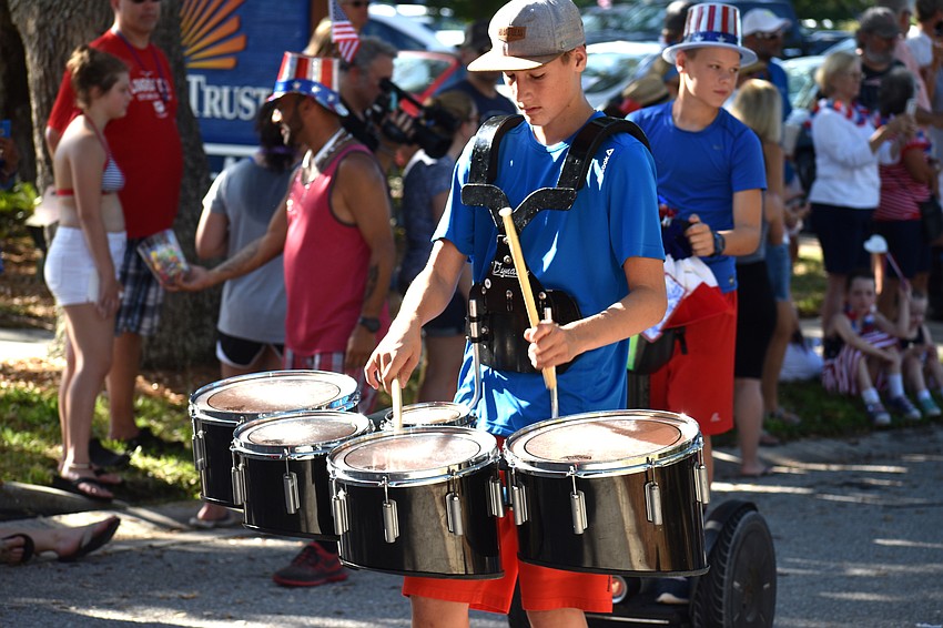 Colin Heintz played the drums throughout the parade.