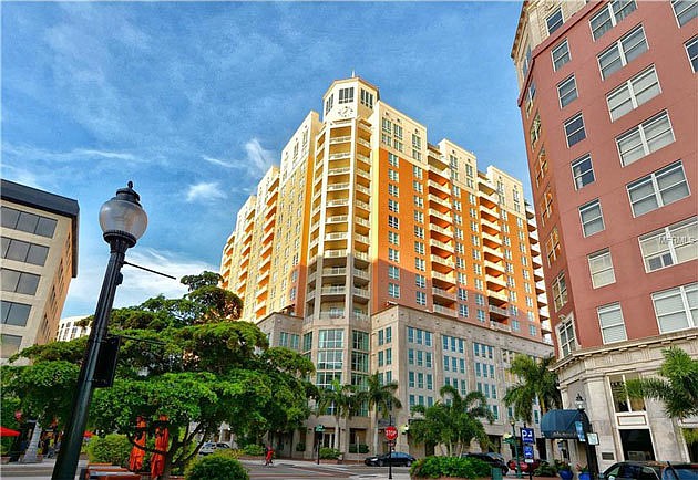 A unit in the 1350 Main Residential building in downtown Sarasota sold for $615,000.