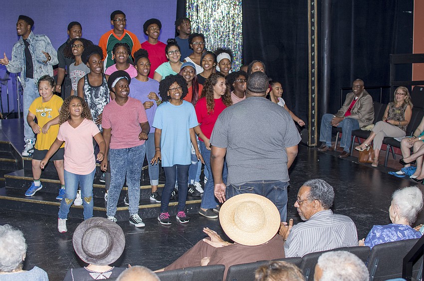 Westcoast Black Theatre Troupe summer campers preform for WBTT donors and patrons before the symbolic ground breaking.