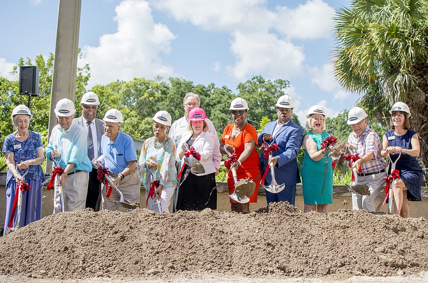Westcoast Black Theatre Troupe board members symbolically break ground on improvements to the theater's campus.