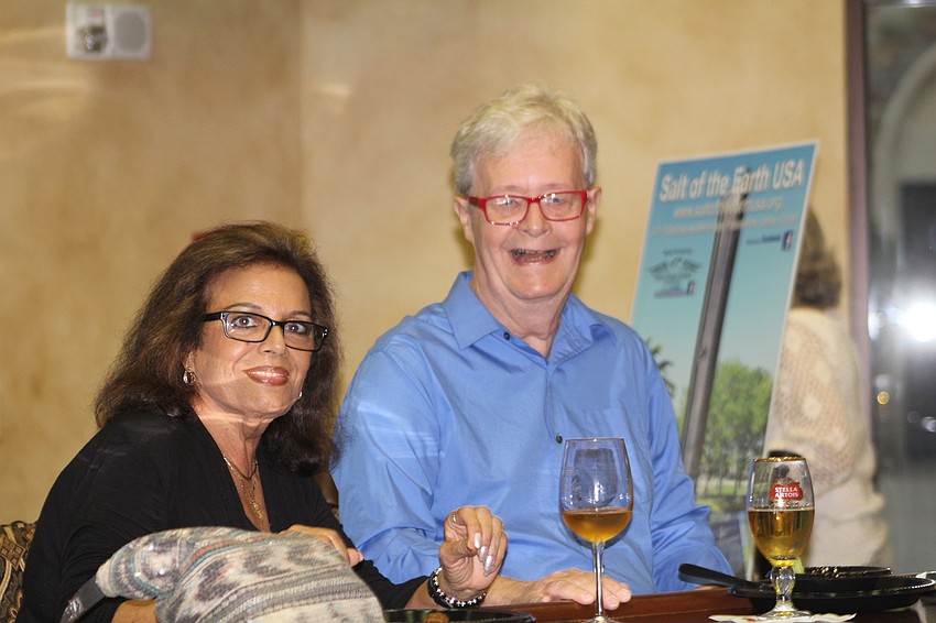 Lakewood Ranch's Yardena and Ron Babcock enjoy drinks before the comedy show.