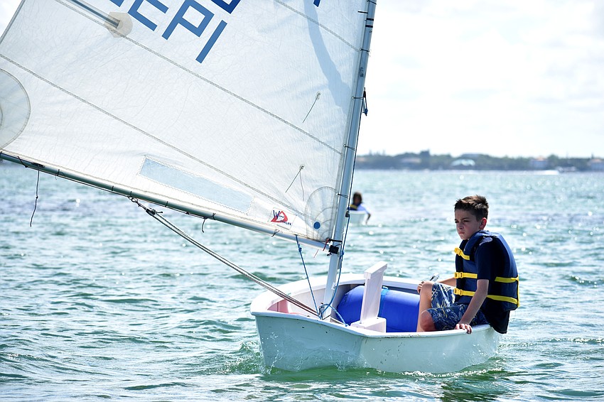 Anthony Rogers heads to the first clue of the treasure hunt.