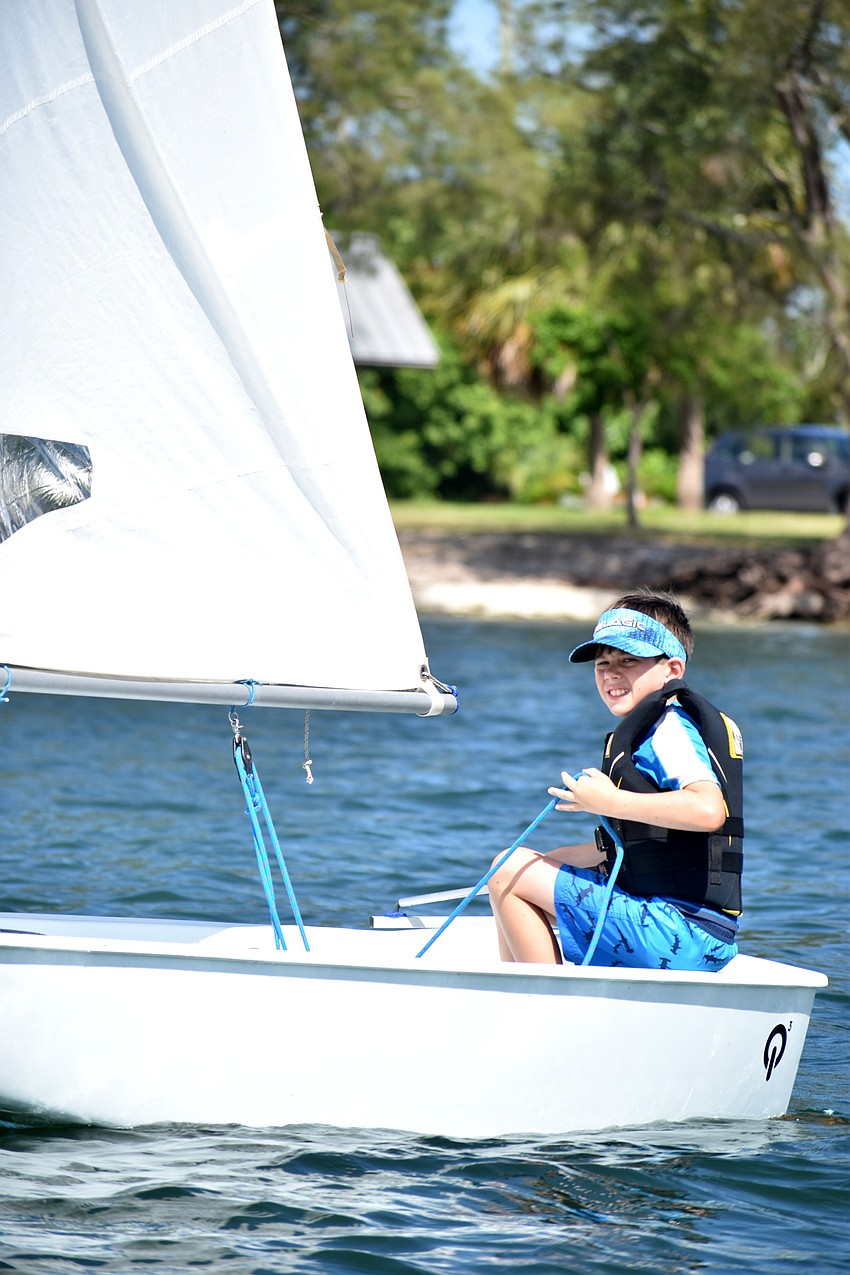 Michael Shaefer sails toward one of the clues during the treasure hunt.