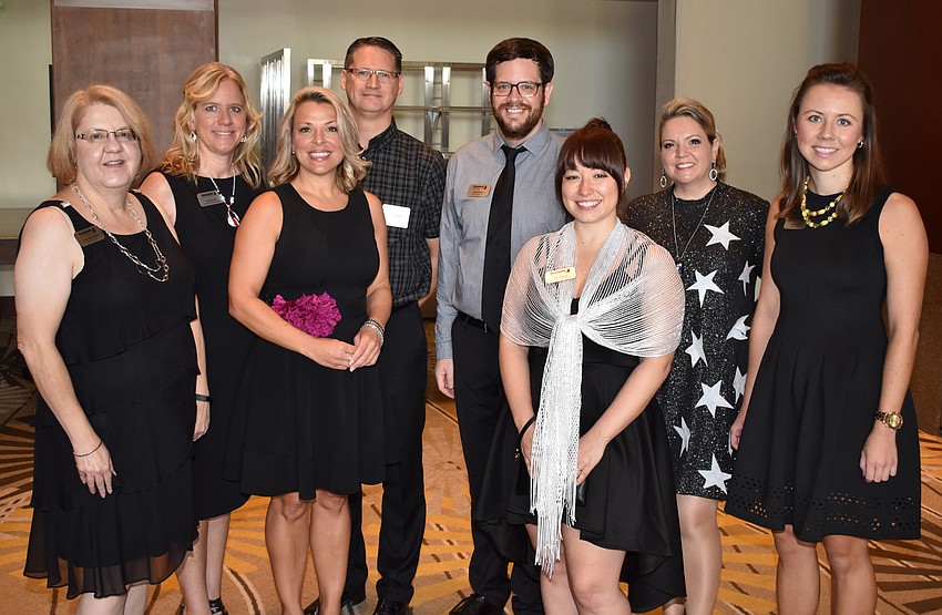 Linda Watterworth, Lou Ann Linn, C.J. Bannister, Brian Veldheer, Daniel Hodous, Sam Valentin, Goodwill Manasota Vice President of Foundation Veronica Brandon Miller and Ashley Light