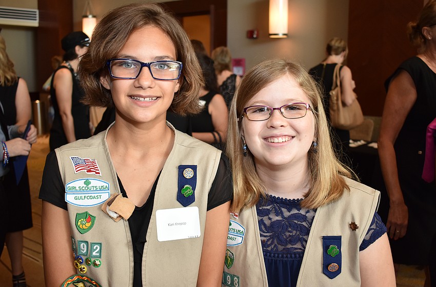 Kari Krepop, a member of Girl Scout Troop #592, and Allison Carchio, a member of Girl Scout Troop #198
