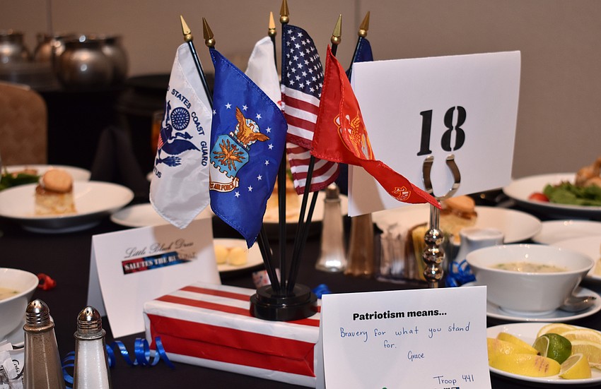 Patriotic decorations adorned every table on July 13 at the Hyatt Regency Sarasota.