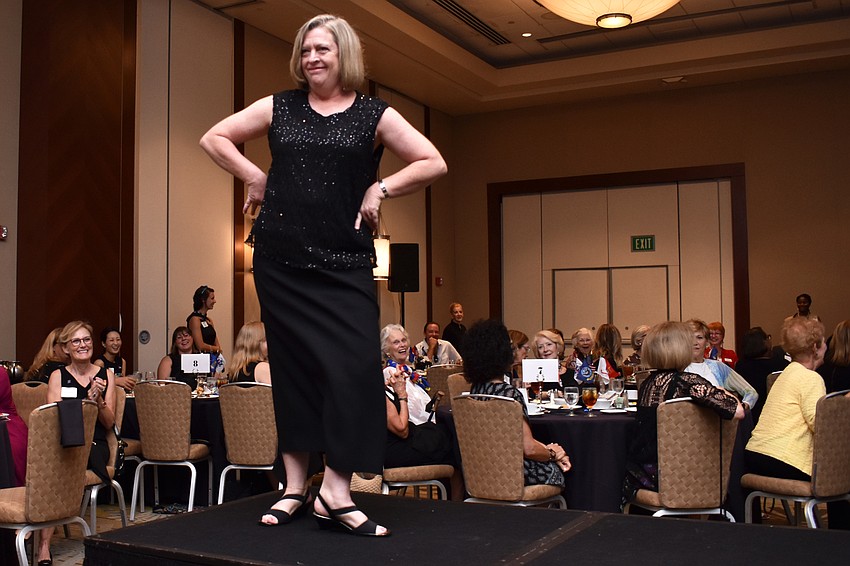 Linda Gould, U.S. Army veteran, strikes a pose on the runway.