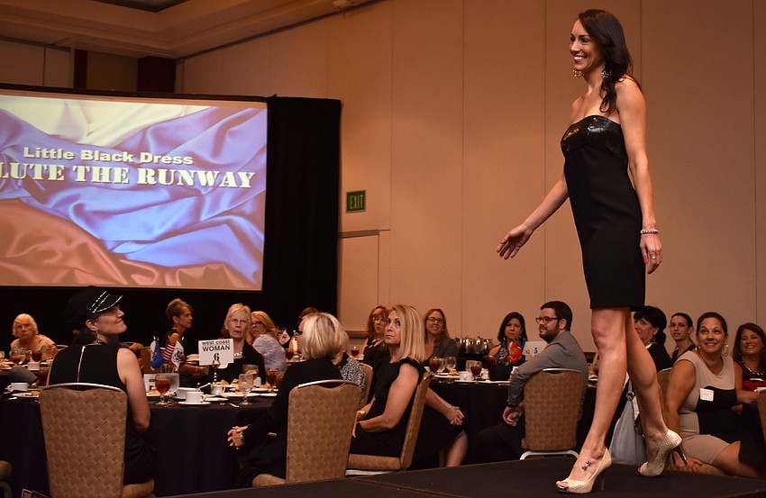 Kendra Simpkins, U.S. Army veteran, struts her stuff on the runway.
