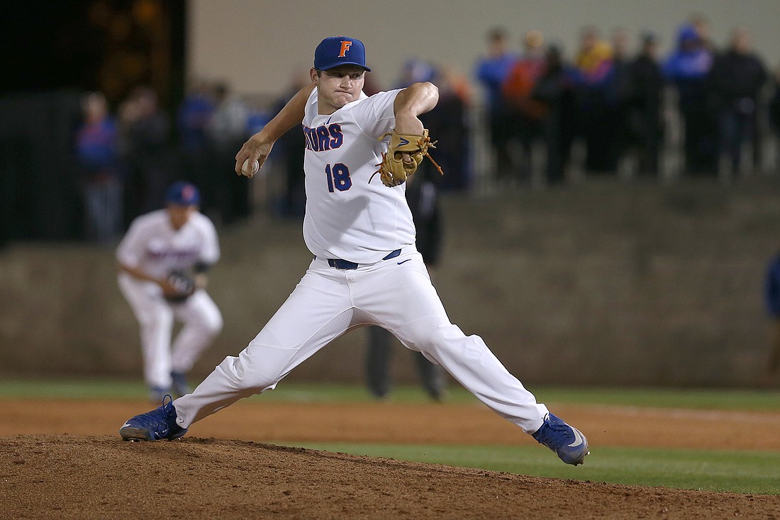Tyler Dyson won the decisive game oft he 2017 College World Series for the University of Florida. Photo courtesy Sydney Jones.