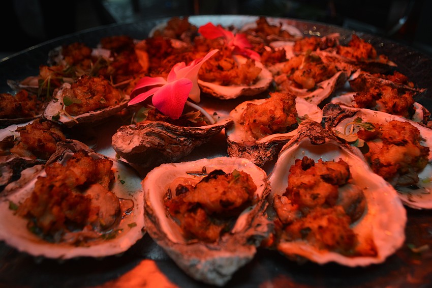 Baked oysters bienville was one of the many specialties served.