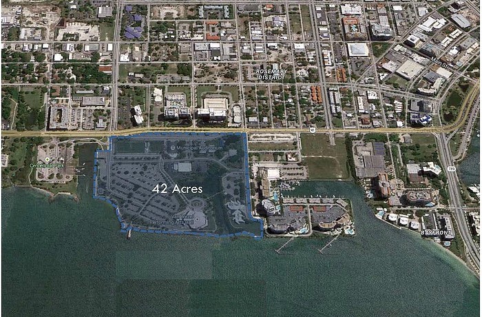 A map showing the Bayfront property in Sarasota. (Image courtesy SBPO).