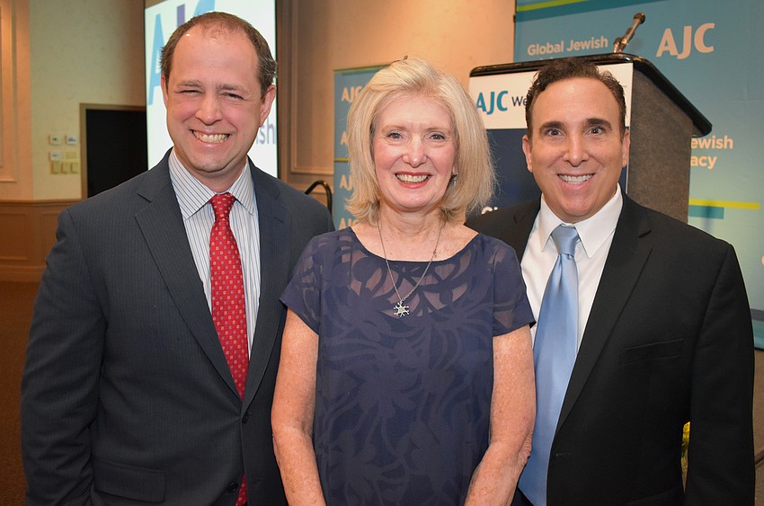 Speaker Daniel Elbaum, AJC Regional President Anne Virag and AJC Regional Director, West Coast Florida Brian Lipton