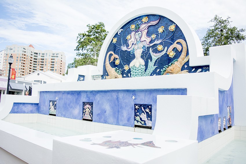 The mermaid fountain in the former Pineapple Park was rededicated on July 21.