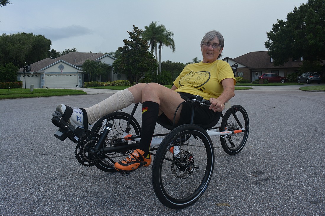 Nancy Janus received her tricycle with help from the Kelly Brush Foundation.