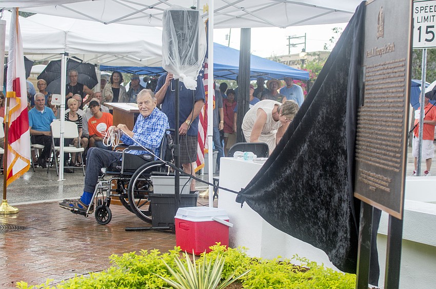 Paul Thorpe reveals the naming plague for Paul N Thorpe Jr. Park.