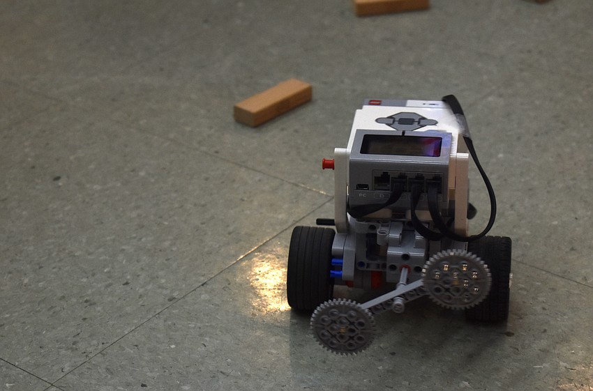 Campers raced Lego Mindstorms around a circle.