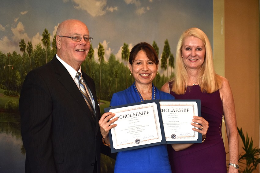 Kiwanis Club of Longboat Key Foundation President Joe Walsh, Patricia Griffiths and Scholarship Committee Chairwoman Susan Phillips
