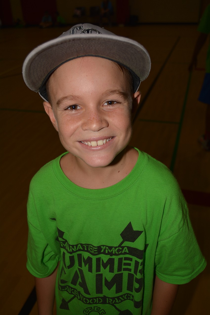 Cooper Leiberick, 9, of Willis Elementary, hams it up for the camera.