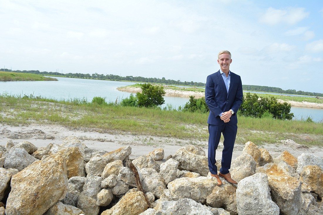 Tom Johnson is the new marketing and leasing manager for Lakewood Ranch Commercial Realty. An 8-acre park, the island in the background,  will connect to the future Waterside Place destination.