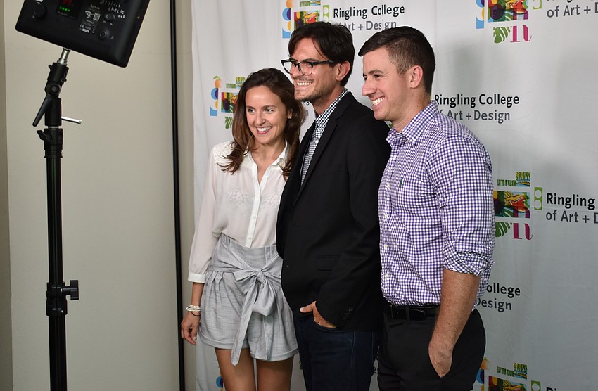 Agathe Daskalides, Adjunct Professor Tom Winchester and Andrew Leggette hit the photo booth at the PH_ashion 12 closing reception on August 4 at Richard and Barbara Basch Gallery.