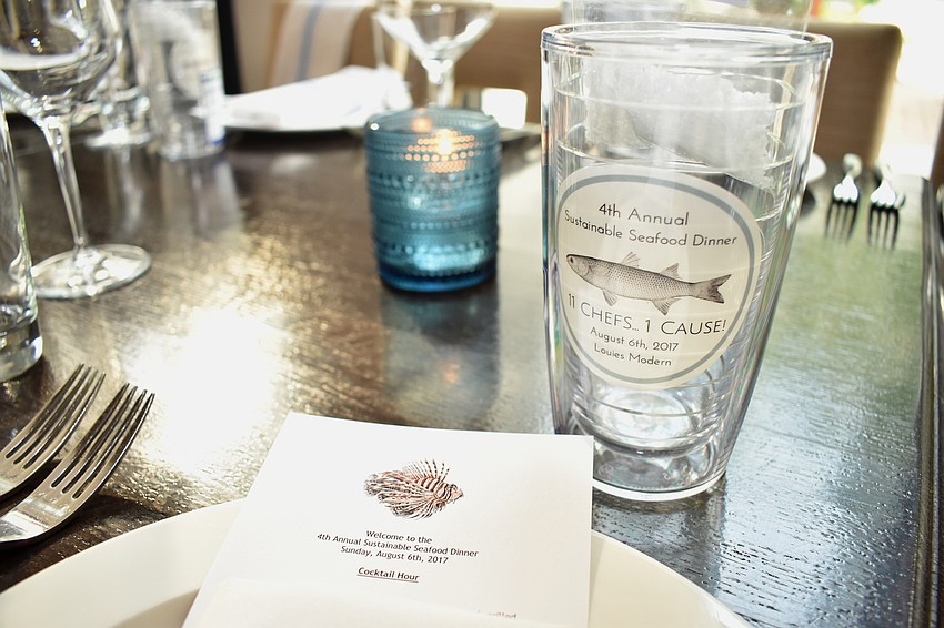 Guests were each given a custom Tervis tumbler at the Fourth Annual Sustainable Seafood Dinner on Aug. 6 at Louies Modern.