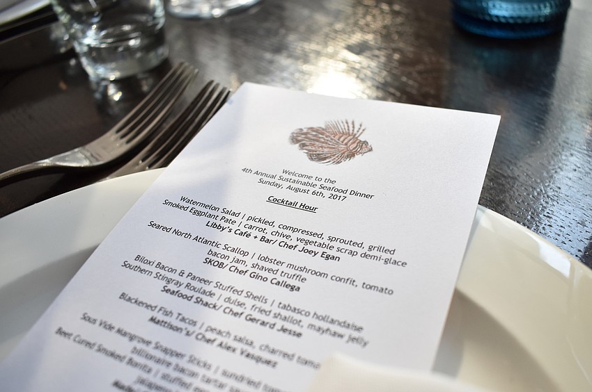Cocktail hour featured four chef stations at the Fourth Annual Sustainable Seafood Dinner on Aug. 6 at Louies Modern.