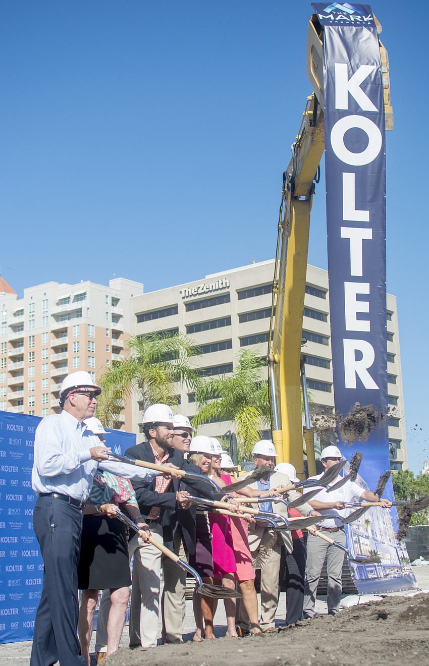Michael Saunders staff breaks ground on The Mark with Kolter Urban and city of Sarasota staff.