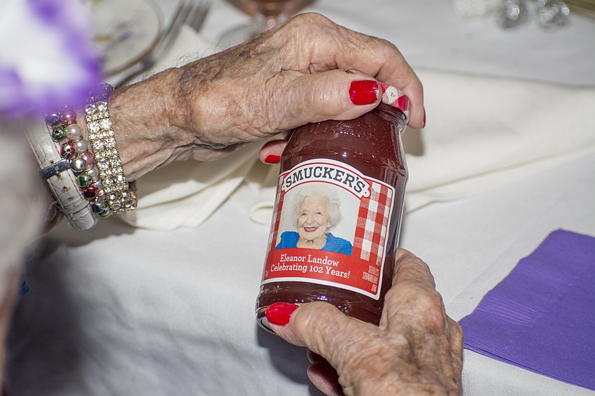 Each centenarian received a custom jam jar. The women will be honored by the 