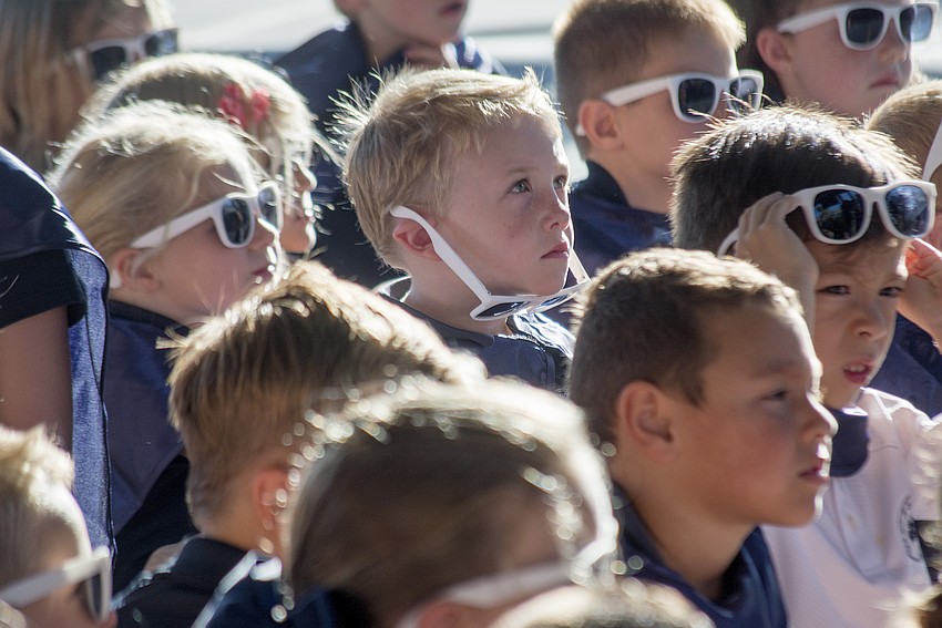 Maddox Towery listens as Head of School David Mahler explains the newest additions to ODA's lower school campus.