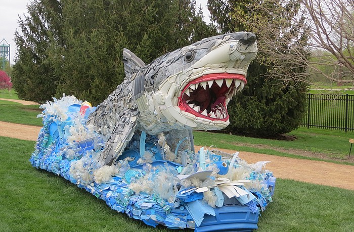 Greta the Great White will be one of the eight sculptures on display at Mote starting in December. Photo courtesy of WashedAshore.org.