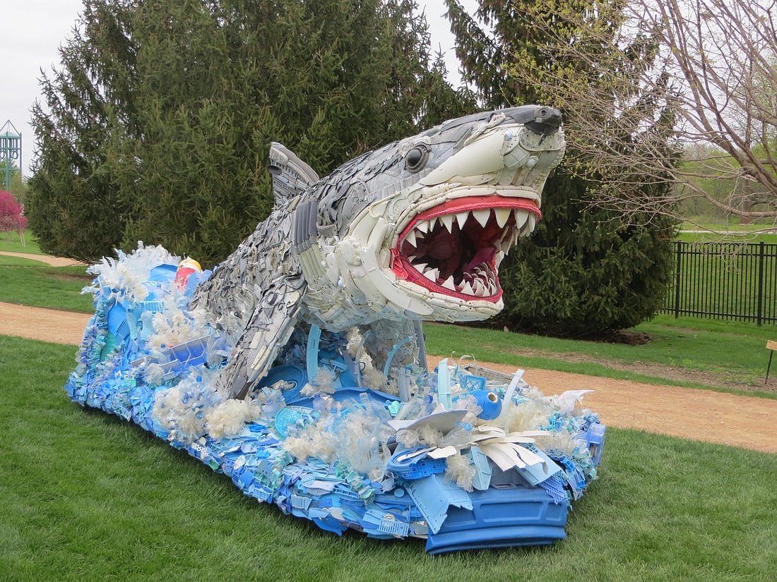 Greta the Great White will be one of the eight sculptures on display at Mote starting in December. Photo courtesy of WashedAshore.org.